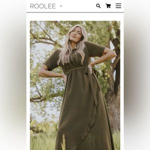 Roolee Olive Green Midi Dress
